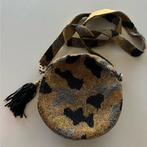 Stylish Gold and Black Camo Beaded Women's Moyna Bag
